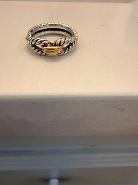 Two-Tone Twisted Rope Stackable Ring - Silver and Gold.  David Yurman